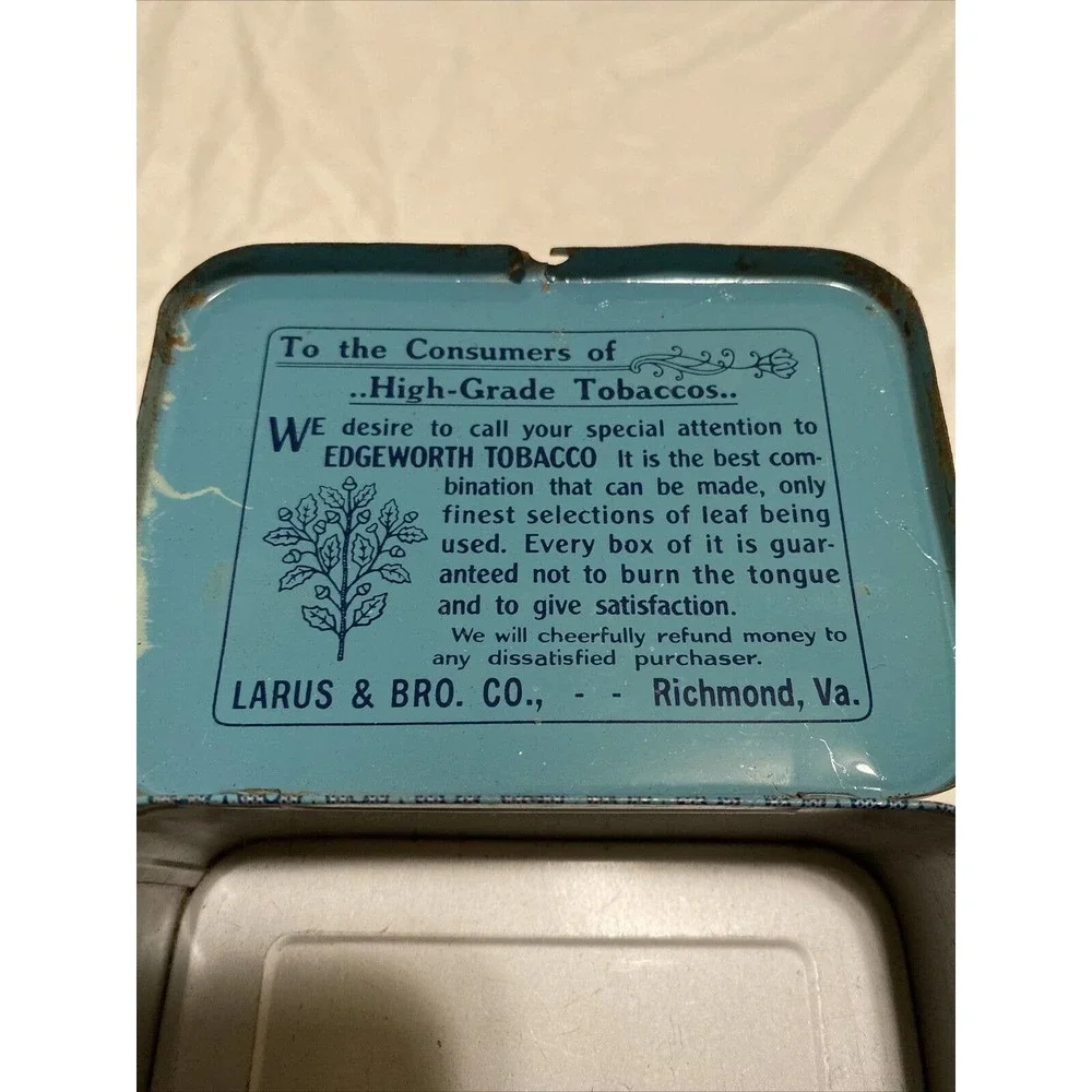 Edgeworth Extra High Grade Sliced Pipe Tobacco Tin Made In Richmond Virginia